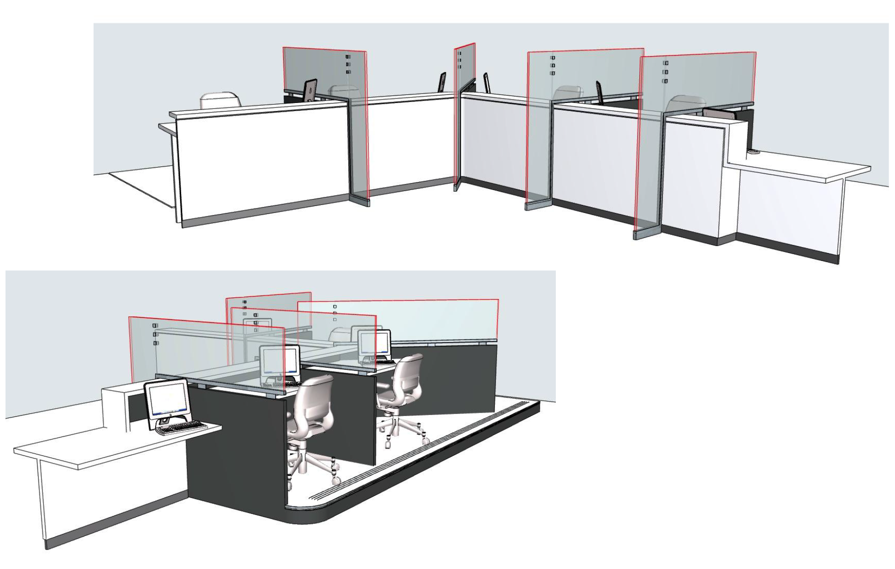 Aménagement d'une banque d'accueil - Modèle 3D