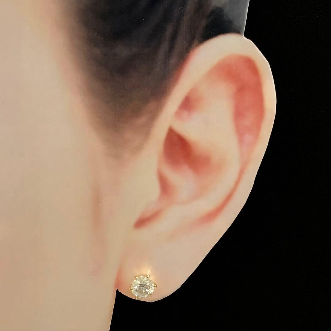 大粒 天然 ダイヤモンド 0.834ct K18 一粒 ダイヤ 片耳 ピアス