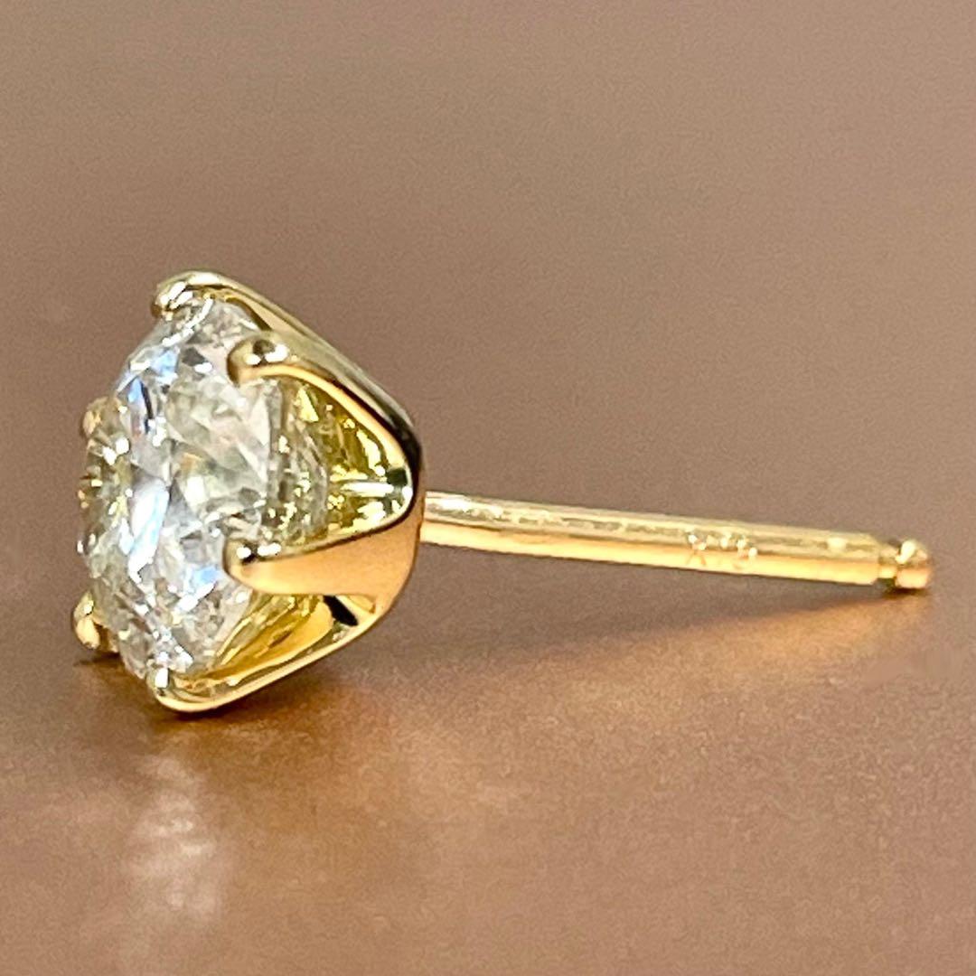 大粒 天然 ダイヤモンド 0.834ct K18 一粒 ダイヤ 片耳 ピアス