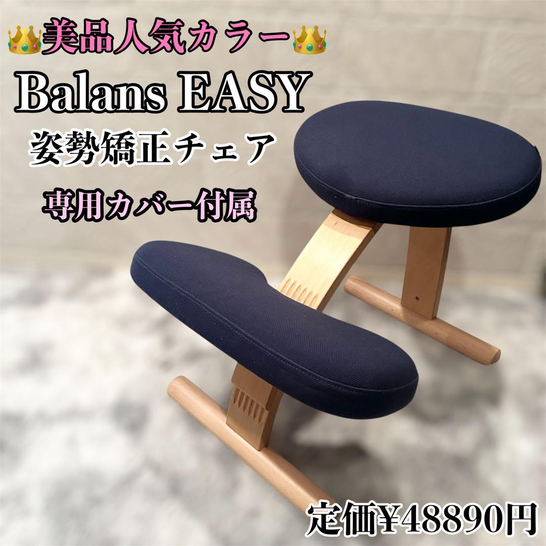 バランスラボ　balans Easy　姿勢矯正椅子　ネイビー　専用カバー付き