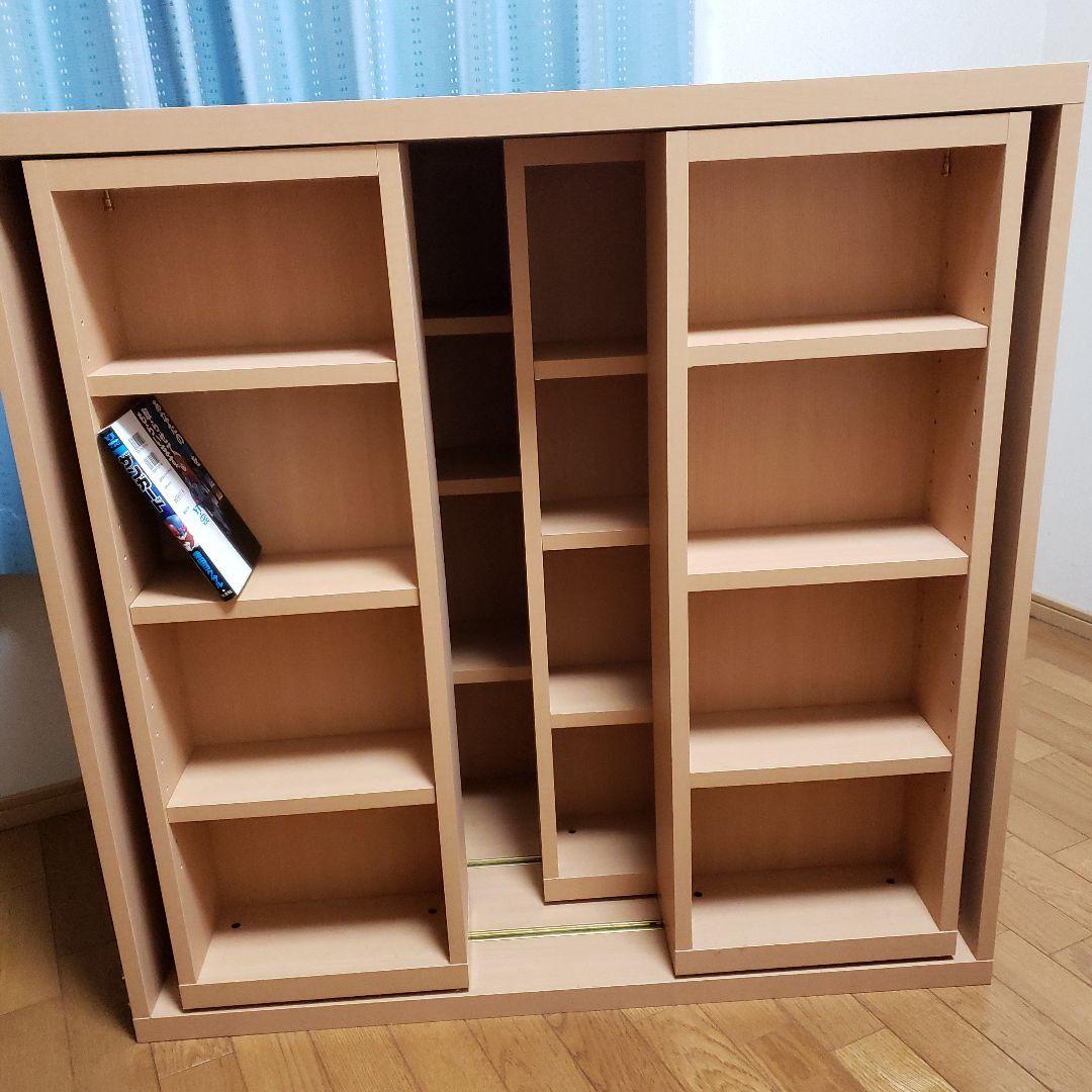 【アンティーク】スライド式本箱　3列