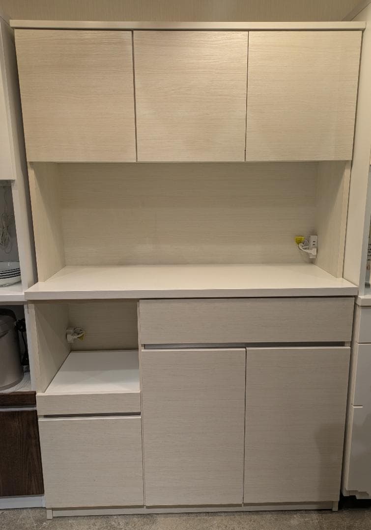 【美品】 土井インテリア 食器棚 キッチンボード 幅116㎝ ホワイト